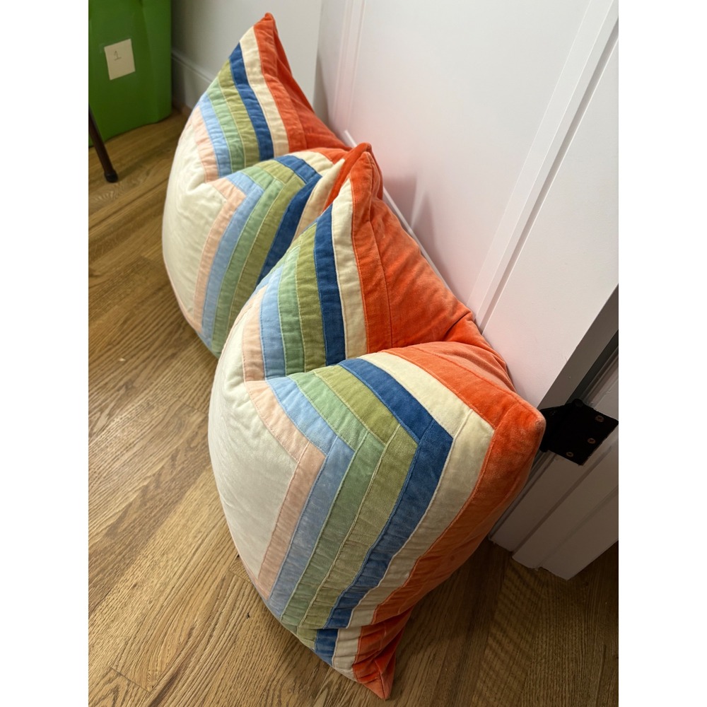 Rifle Paper Co. Loloi Palette Pillow Set 2 Covers + Down Inserts Colorful 1960s